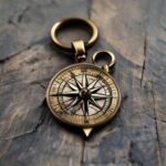 Vintage Brass Compass Keychain