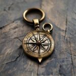 Vintage Brass Compass Keychain - Image 2