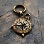 Vintage Brass Compass Keychain - Image 3