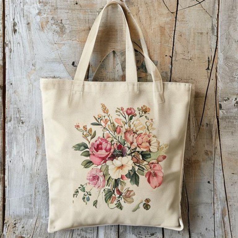 vintage-floral-canvas-tote-cottagecore-aesthetic-1.jpg Vintage Floral Canvas Tote - Image 1